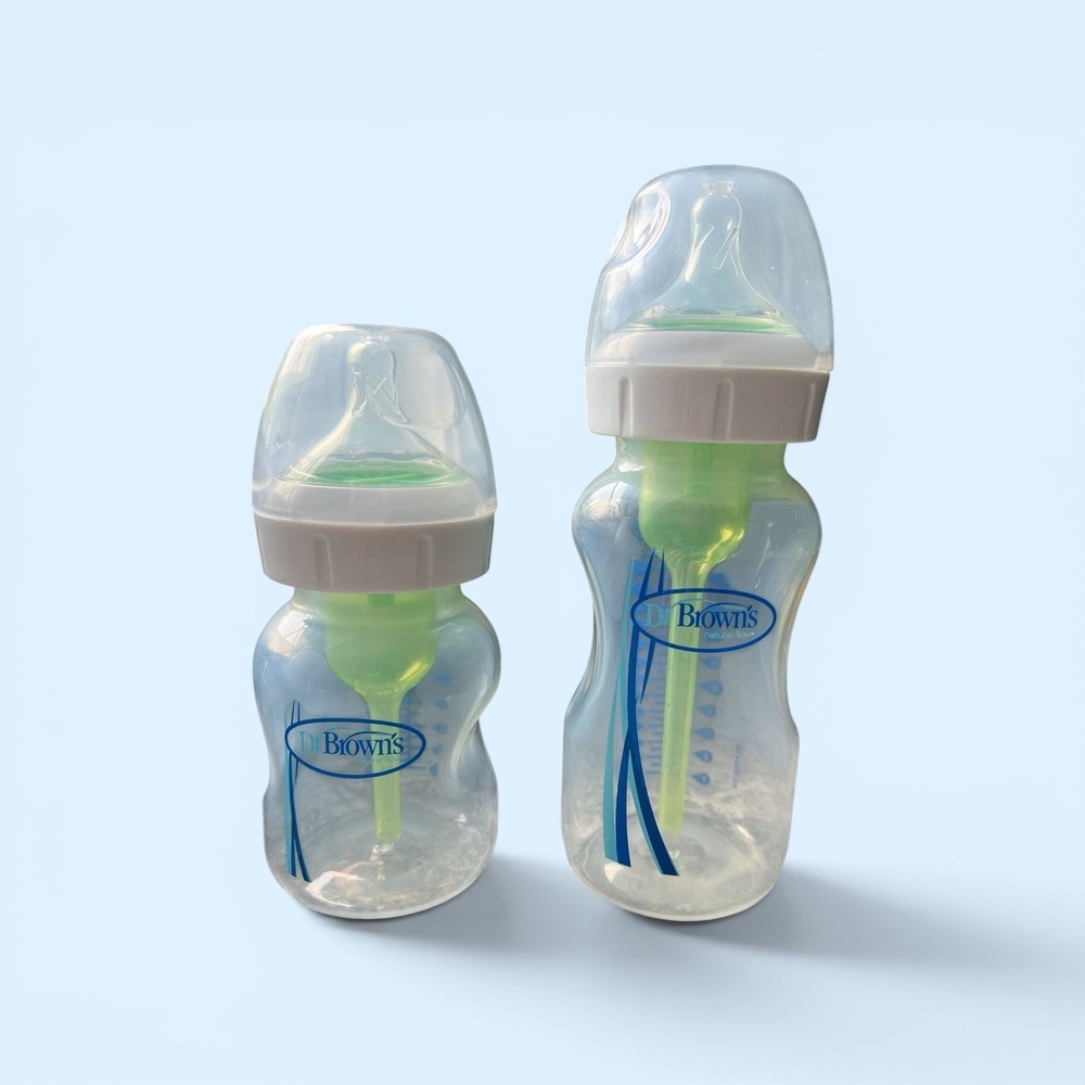Dr. Brown's Natural Flow Baby Bottles Set 5oz & 9oz Wide Neck Level 1 Nipples